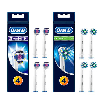 Cross Action & 3D White Brush Heads 8S Bundle